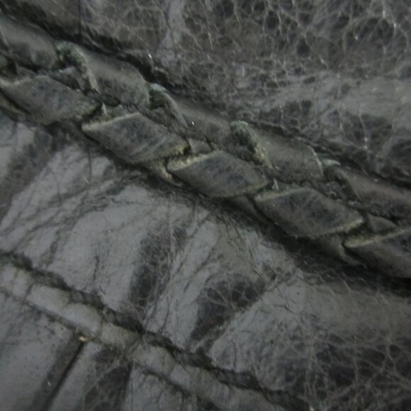 The Sak Womens Black Leather Purse Chain Braided Double Handle Bag Pleated Fob - Picture 11 of 13